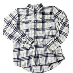 American Eagle Men’s Plaid Flannel Shirt Blue White Long Sleeve Size M Cotton